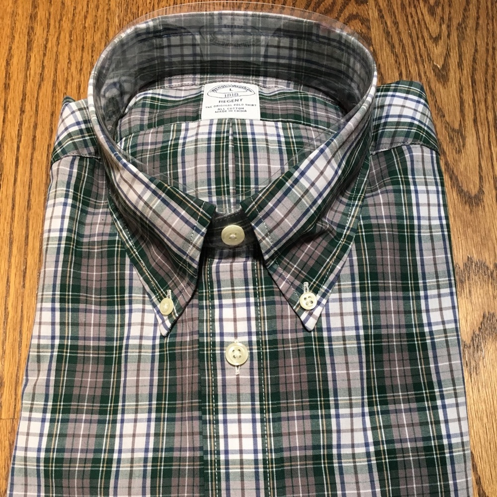 Brooks Brothers plaid button down shirt